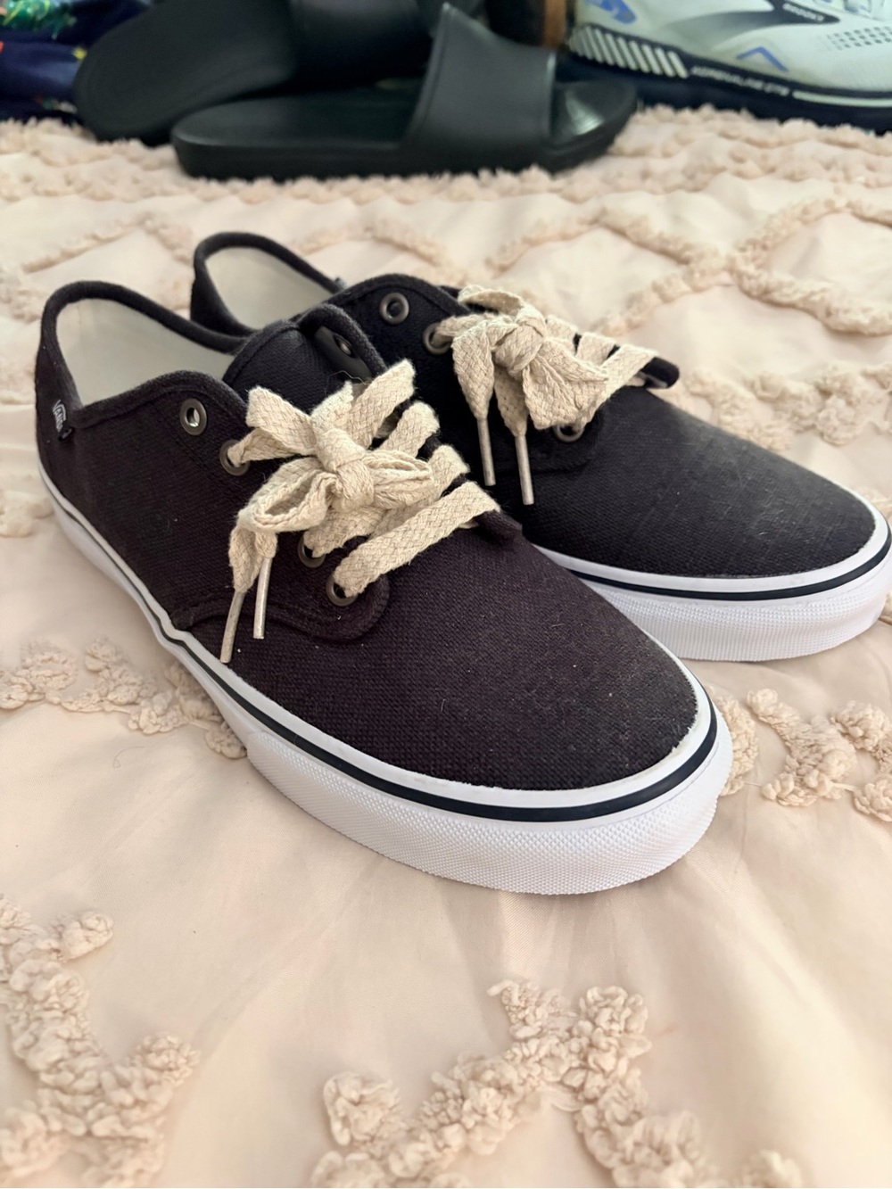 Vans Blue Canvas Low-Top Sneakers with Cream Laces